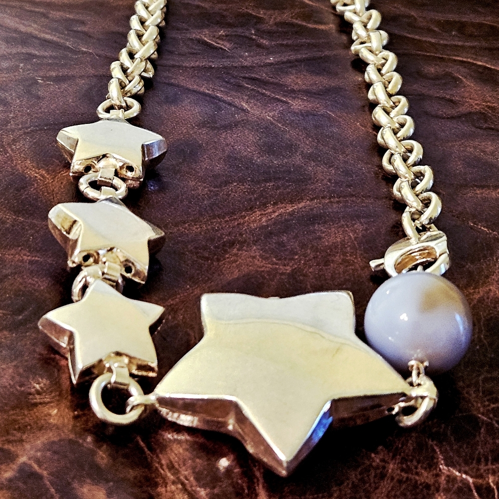 VTG Italian 925 SS Star Link Necklace 20"L 58.9g-Primavera Preziosi Arezzo*512AR